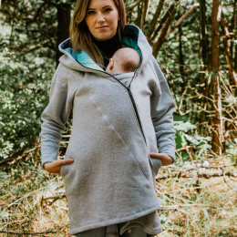 LennyLamb Sweat à capuche asymétrique - Gris Chiné avec Peacock's Tail Fantasy