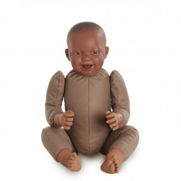 Bébé 3-6 mois 66cm 4,5kg - Poupon de Portage Lesté et Articulé - Ronny2 (Garçon à peau foncée)