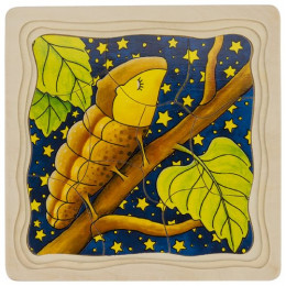 Goki Puzzle à 4 couches Papillon – Jeu en bois