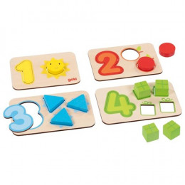 Goki Puzzle de chiffres et associations d’images – Jeu en bois