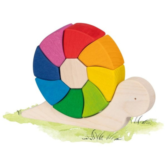 Goki Wooden construction game and puzzle, Snail