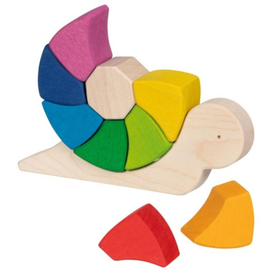 Goki Wooden construction game and puzzle, Snail