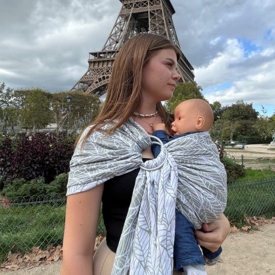 Naturioù Ring Sling Millefeuilles Amande - écharpe de portage sans nœud