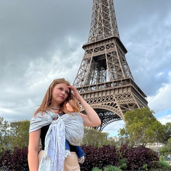 Naturioù Ring Sling Millefeuilles Amande - écharpe de portage sans noeud