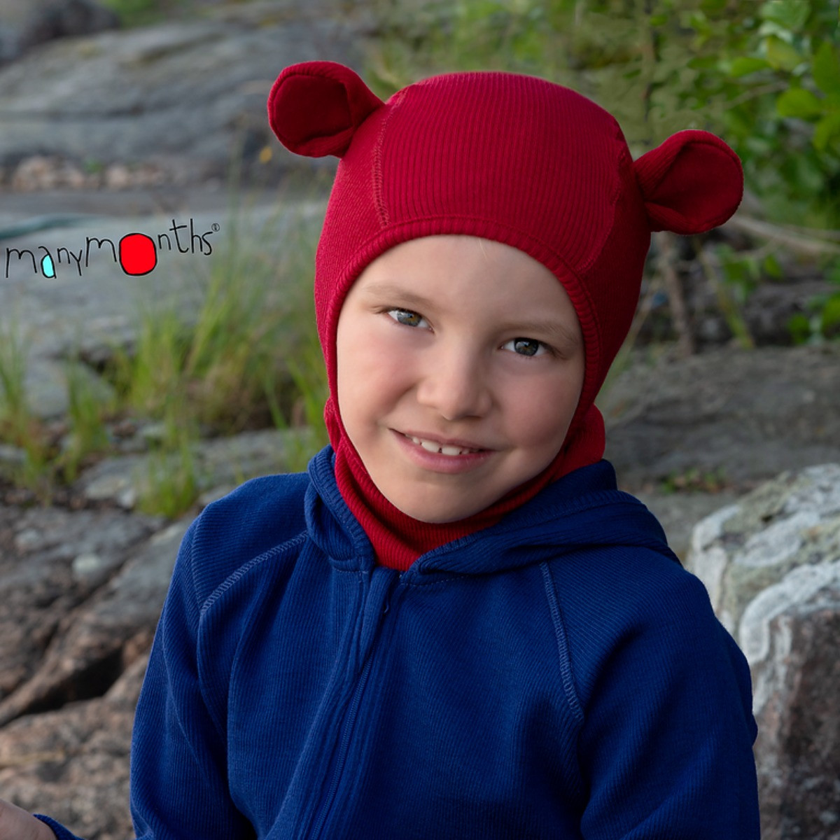 Cagoule mérinos en tricot rouge pour bébé, tout-petit, chapeau