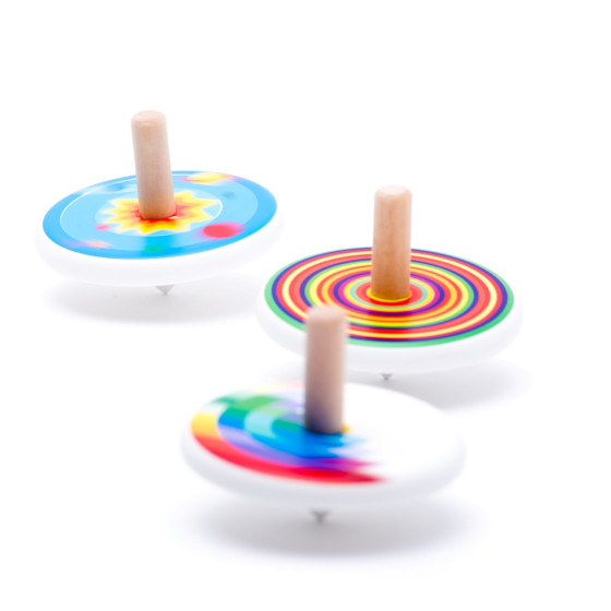 Toupies colorées Bajo - Jouets en bois