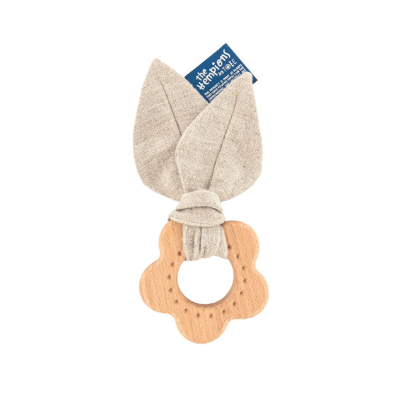 Wooden sensory teether with hemp textile Bajo