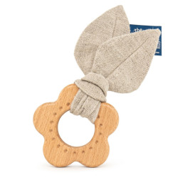 Wooden sensory teether with hemp textile Bajo - Flower