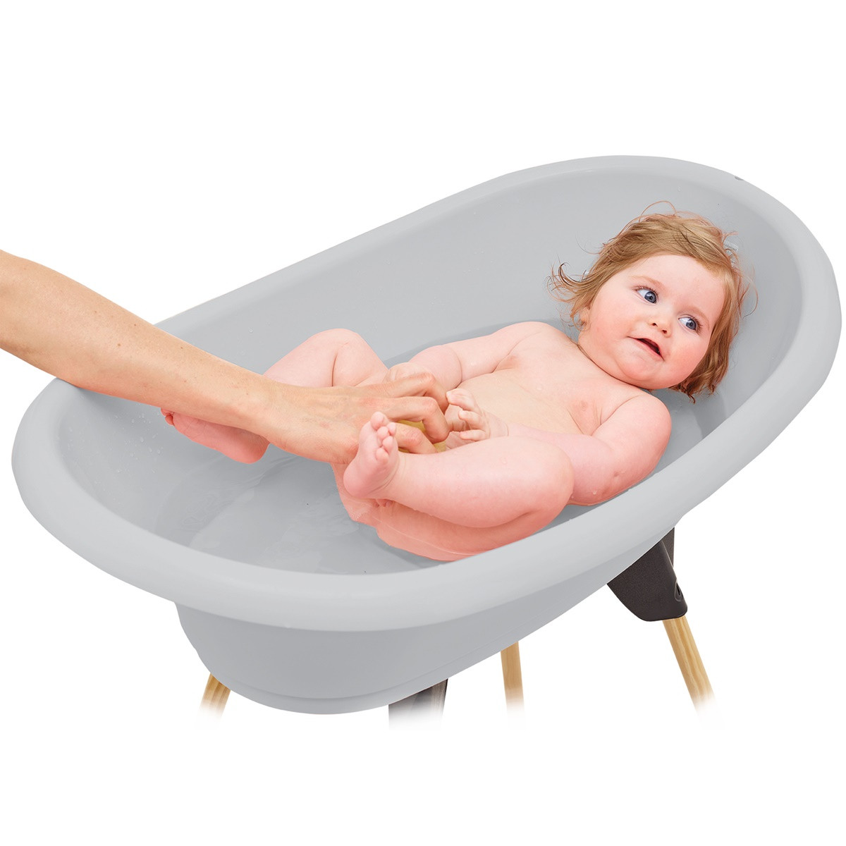  THERMOBABY - VASCO 5 in 1 Baby Bath Set - Wooden Foot, Drain  Hose, Bath Lounger Thermometer - Charme Grey - Foldable & Stable - Made in  France : Baby