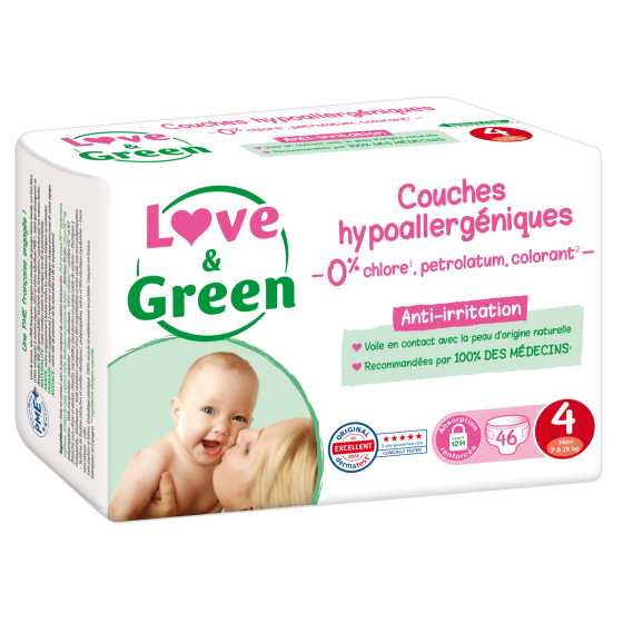 Love and green disposable diapers size 4 (7 to 14 kg)