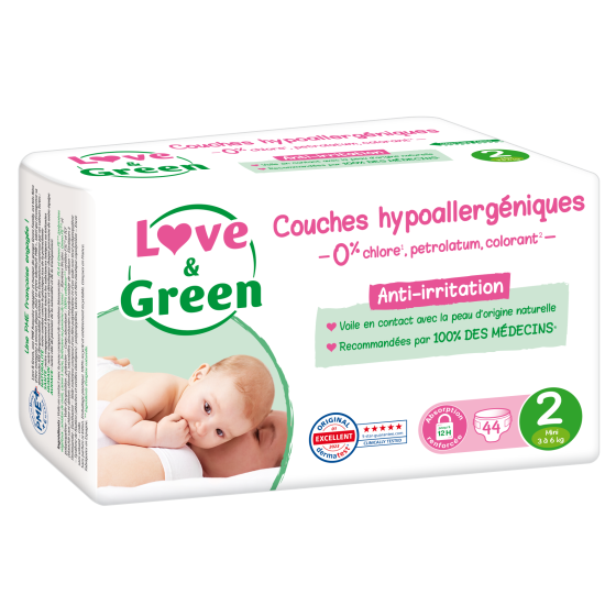 Love and Green diapers size 2 (3 à 6 kg) x 44