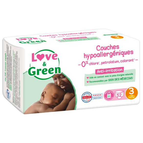 Love and Green disposable diapers size 3 (4 to 9 kg)