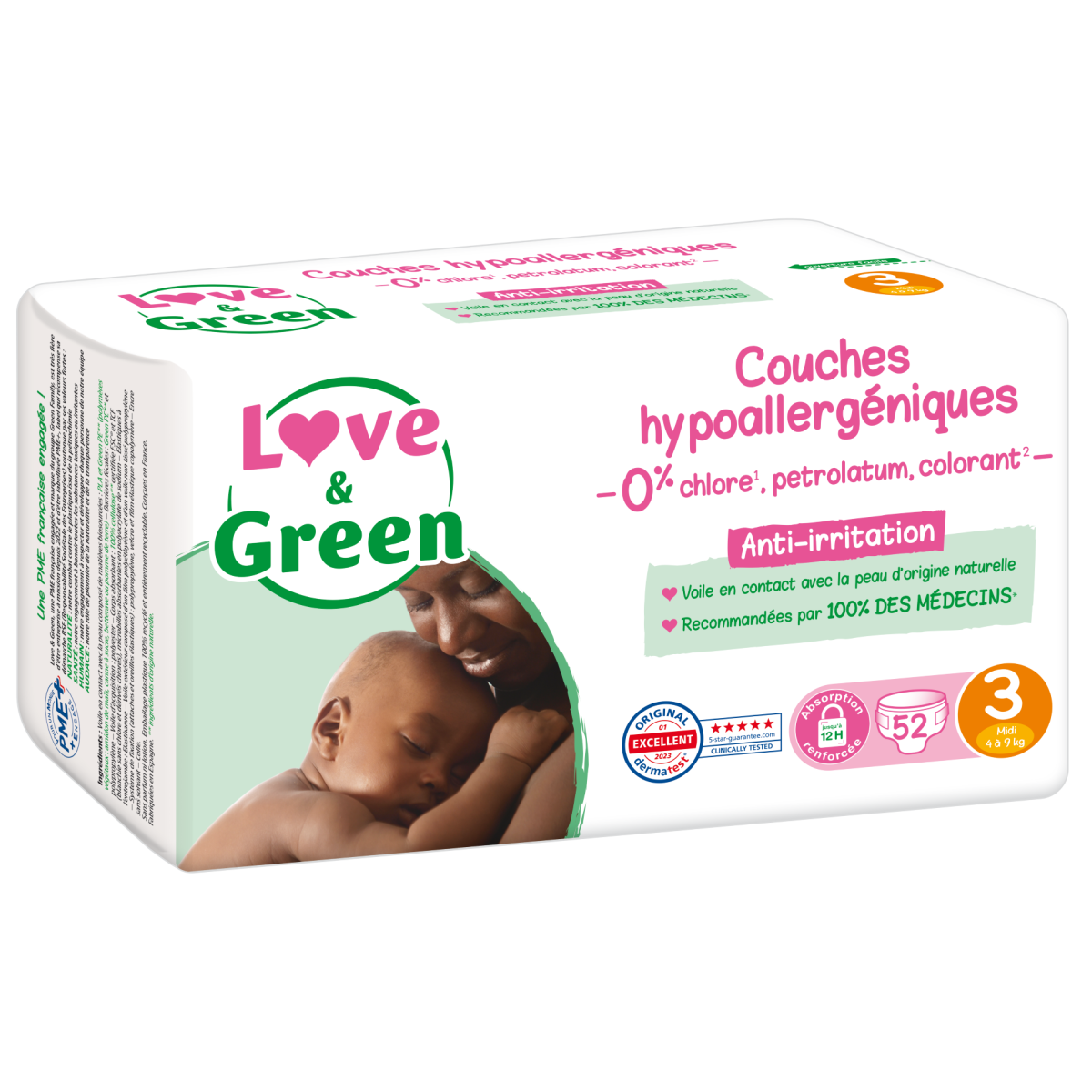Couches hypoallergéniques taille 1 LOVE & GREEN x44 - Super U