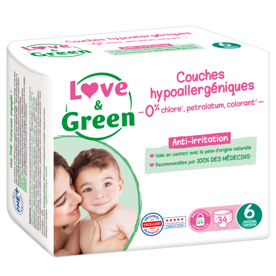 Love and green disposable diapers size 6 (+15 kg)