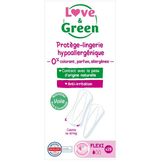 Love and Green Protège-slips Hypoallergéniques Flexi x28