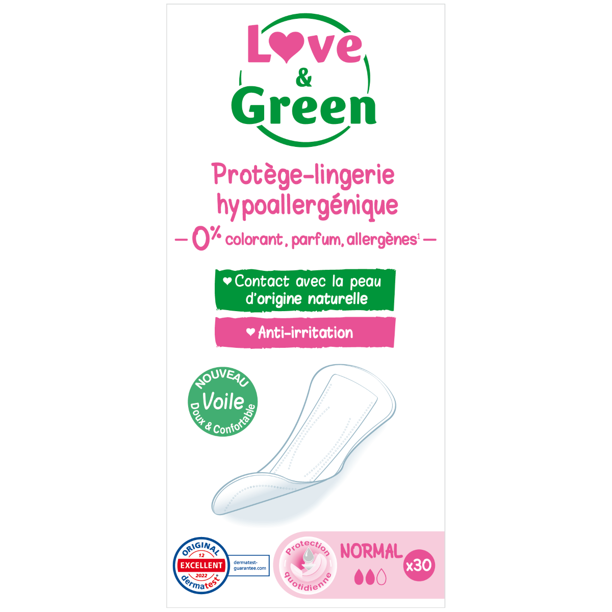 Love and Green protège-slips Hypoallergéniques Normal x30
