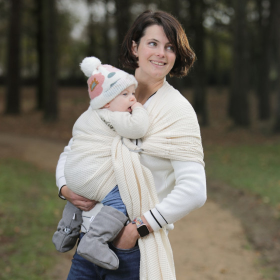 Naturioù Ring Sling Gaufré Écru - écharpe de portage sans nœud