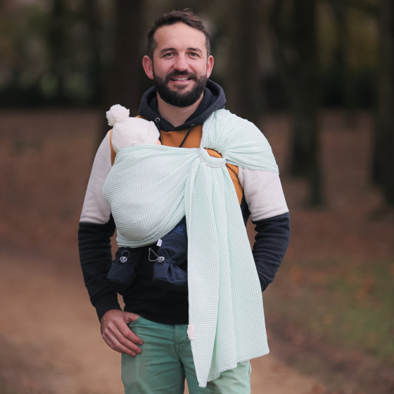 Naturioù Ring Sling Gaufré Vert  - écharpe de portage sans nœud