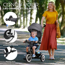 Kinderkraft Aston Tricycle Evolutif Enfant  6 en 1 - Malachite Grey