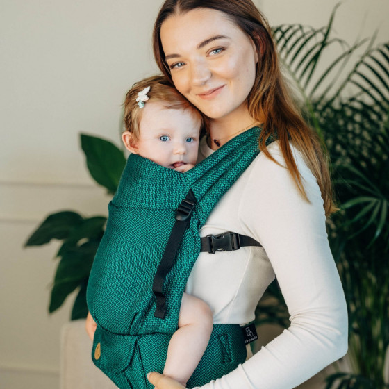 LennyLamb LennyLight Herringbone Emerald - Porte-bébé Nouveau-né