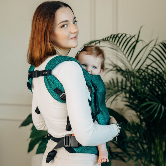 LennyLamb LennyLight Herringbone Emerald - Porte-bébé Nouveau-né