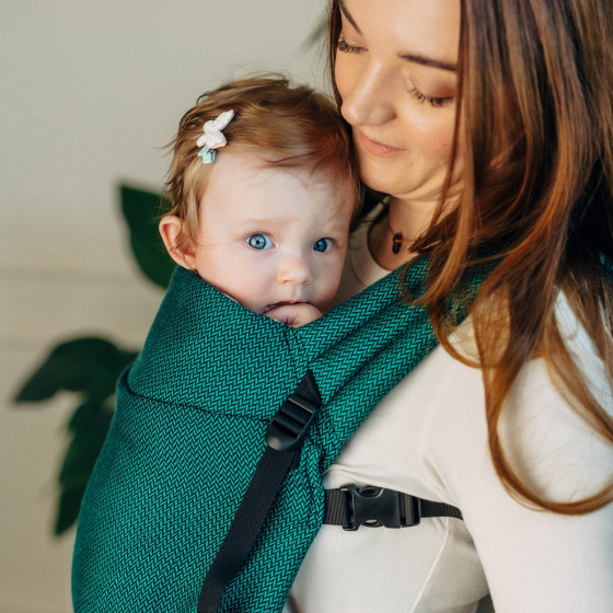 LennyLamb LennyLight Herringbone Emerald - Porte-bébé Nouveau-né