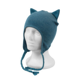 ManyMonths Kitty Beanie UNiQUE - Bonnet Chat en laine mérinos - Sea Grotto