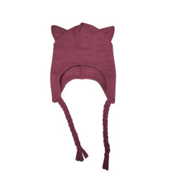 ManyMonths Kitty Beanie UNiQUE - Bonnet Chat en laine mérinos - Dark Cerise