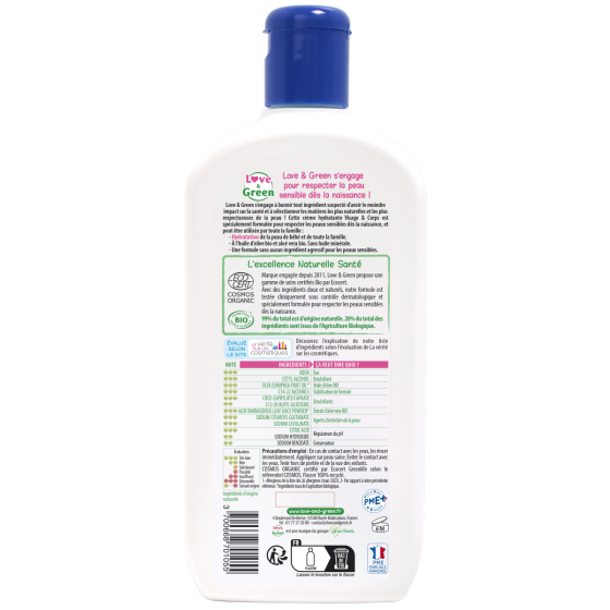 Love and Green Crème hydratante visage et corps 0% 500 ml
