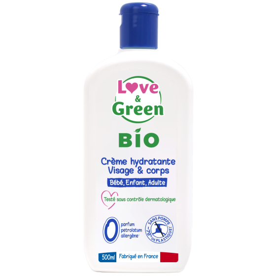 Love and Green Crème hydratante visage et corps 0% 500 ml