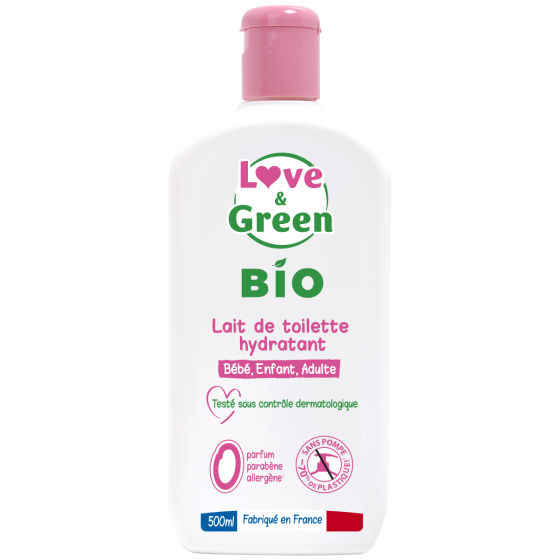 Lait de toilette Love and Green moisturizing hypoallergenic 0% 500 ml