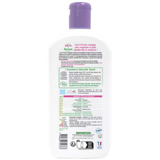 Love and Green Shampoing doux bébé enfant et adulte 500 ml