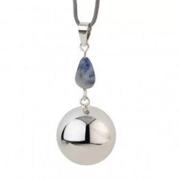 Argent Brillant avec Pierre Bleu-gris VO207