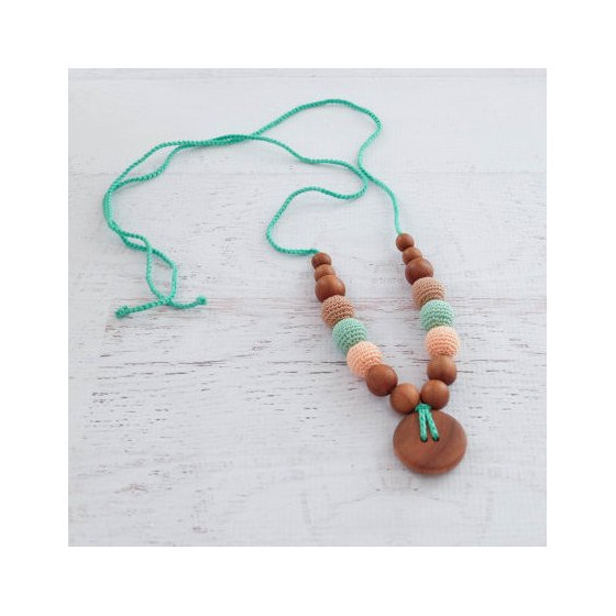 Collier portage et allaitement "Pêche, menthe et beige" Kangaroocare