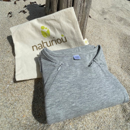 Naturioù T-shirt peau-à-peau pour homme zippé avec manches longues