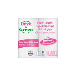 Love and Green Papier Toilette hypoallergénique et écologique - Triple épaisseur