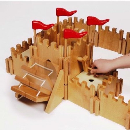 Château fort en bois Holztiger manivelle pour pont levis
