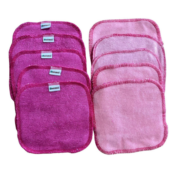 Wipes organic cloth Naturiou bamboo pink