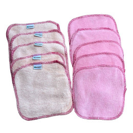 Lingettes lavables Naturiou bambou rose x 10 - Rose pâle