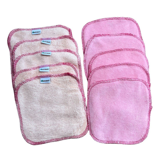 Lingettes lavables Naturiou bambou rose x 10