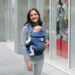 Ergobaby Baby carrier Cool Air Mesh Deep Blue - Fleurs Bleues