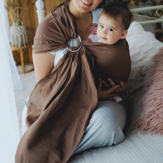 Little Frog Ring Sling - Pure Linen Bali Wood