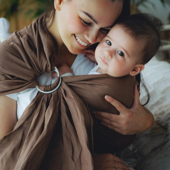 Little Frog Ring Sling - Pure Linen Bali Wood