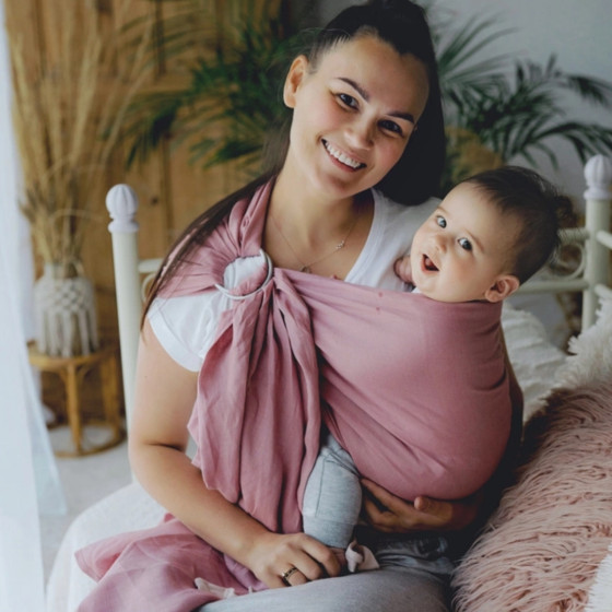 Little Frog Ring Sling Linen Hutt Lagoon - avec du lin