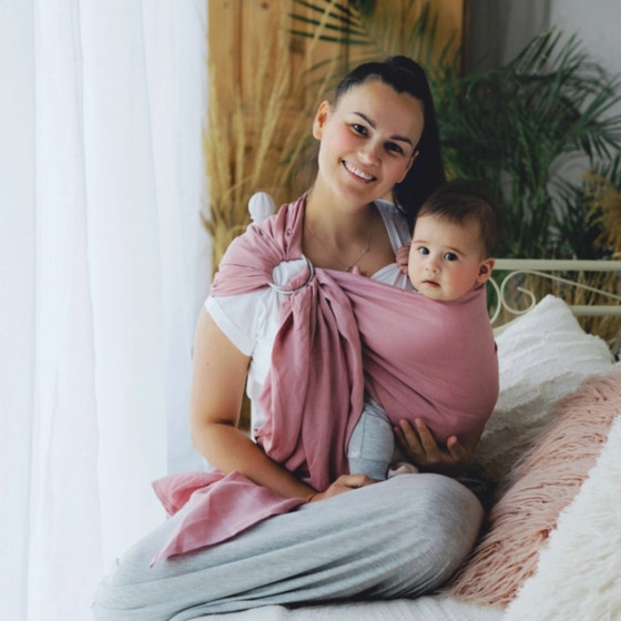 Little Frog Ring Sling Linen Hutt Lagoon - avec du lin