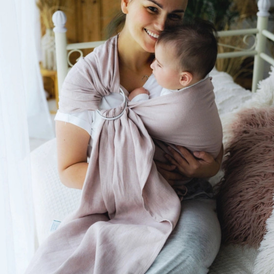 Little Frog Ring Sling Linen Rosewater - avec du lin