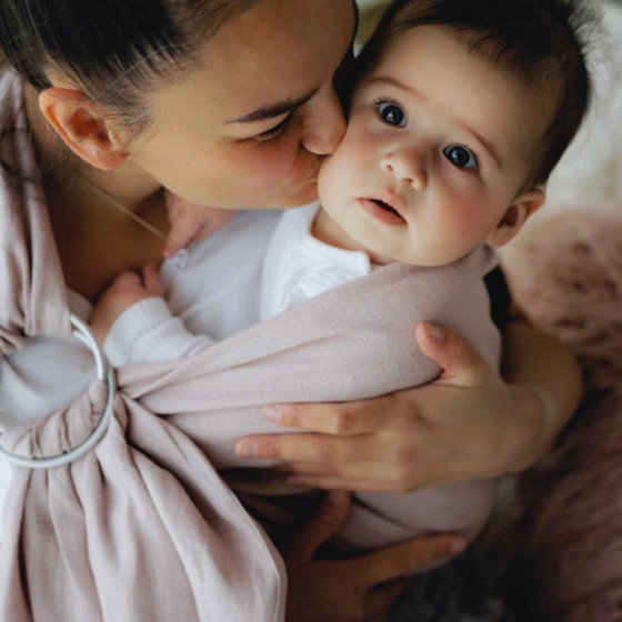 Little Frog Ring Sling - Pure Linen Rosewater