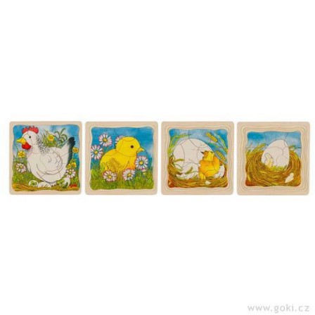Puzzle à couches en bois La poule par Goki