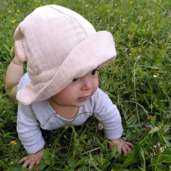 Naturioù Chapeau de Soleil à Oreilles en Mousseline de Coton rose