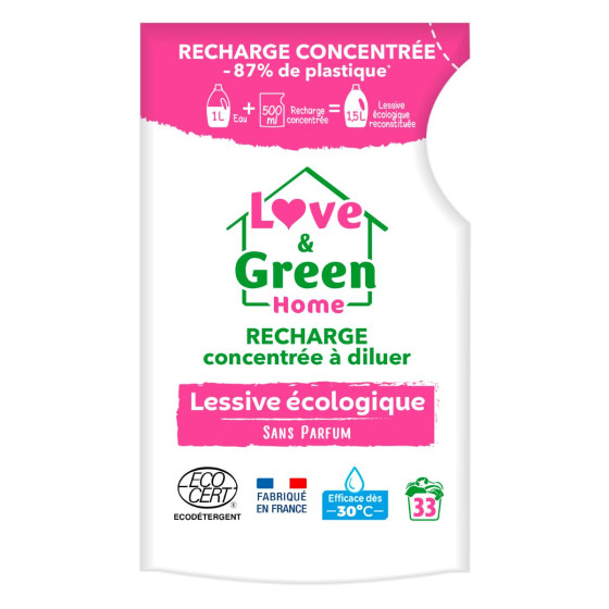 Love and Green Lessive écologique sans Parfum - 1,5L